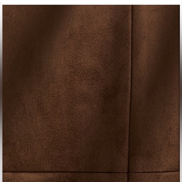 H&M Brown Soft Faux Suede Leather Pencil Skirt NWT - Picture 3 of 13